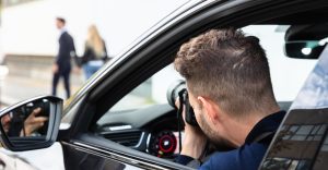 Blue Falcons Investigation private investigator conducting surveillance for an infidelity case in North Carolina, providing confidential evidence and professional support for clients facing marital concerns.